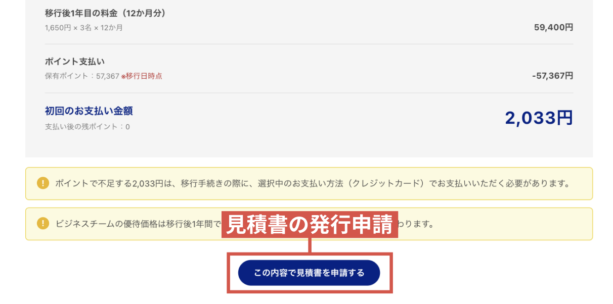 画像：見積書の発行申請